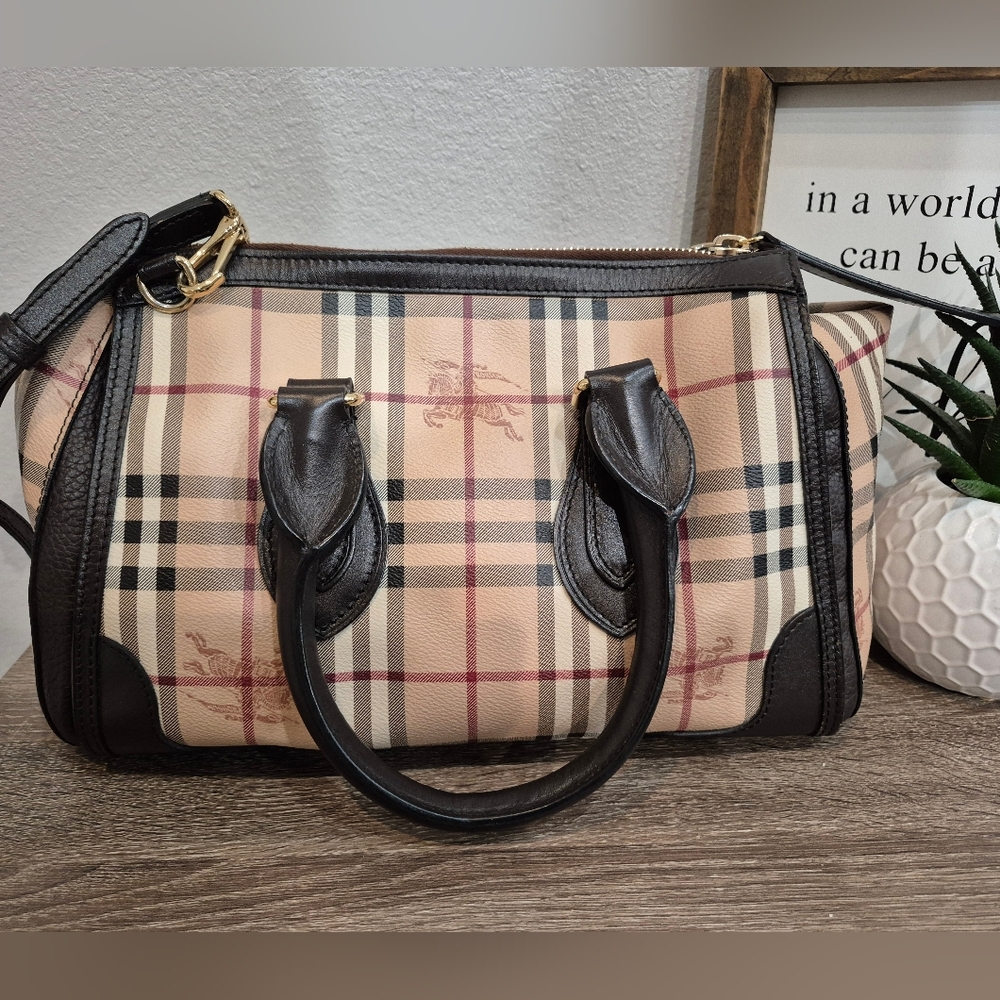 BURBERRY Haymarket Check  Satchel Bag Like New Condition - Picture 7 of 14